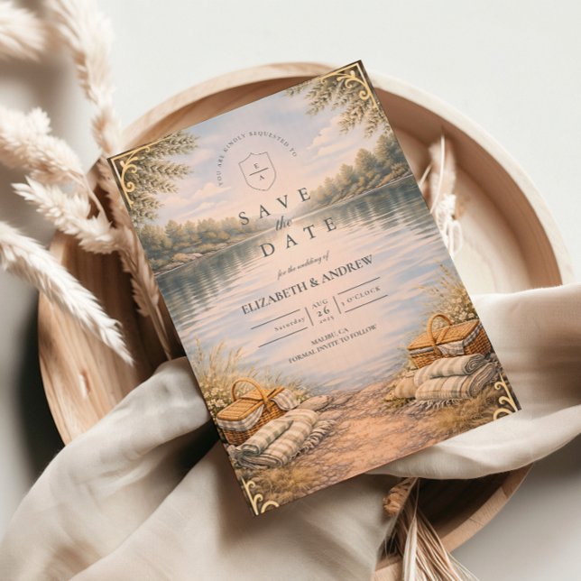 Save The Date Lake Picnic Forest Elegance Wedding (Créateur téléchargé)