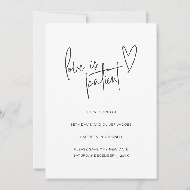 Save The Date L'amour est patient Faire suivre un simple faire-p (Devant)