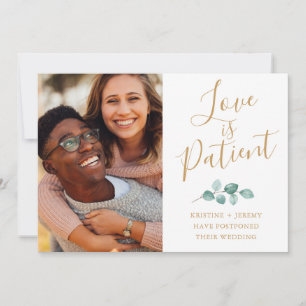 Save The Date L'amour est patient Photo Gold Script reporté