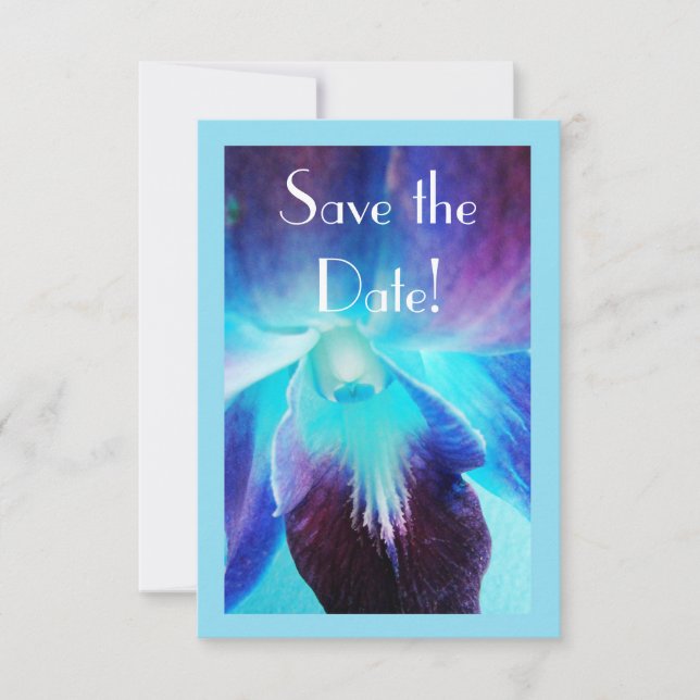 Save The Date L'annonce de sauvegarde de date de l'Orchidée Bleu (Devant)