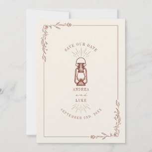 Save The Date Lanterne rustique vintage en terre cuite pour mari