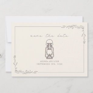 Save The Date Lanterne Rustique Vintage Mariage Améthyste