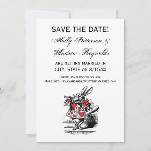 Save The Date Lapin Blanc Trompettiste Alice aux Pays des Mervei
