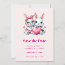 Lapins mignons partageant une fête de la Saint-Val