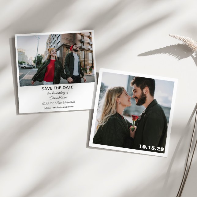 Save The Date Large Photo Modern Square Minimalist Wedding (Créateur téléchargé)