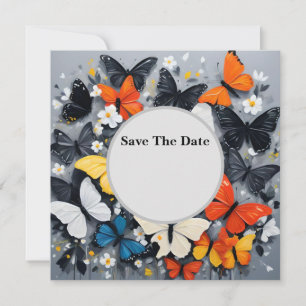 Save The Date L'art acrylique aux papillons colorés,