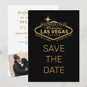 Save The Date Las Vegas Mariage Enregistrer la date Photo Black