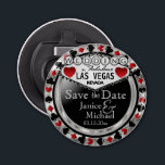 Save the Date Las Vegas - Silver & Red Bottle Opener<br><div class="desc">Are you getting married soon? A fun and unique way to announce your wedding plans. Save the Date for your Wedding a Bottle Opener ready for you to personalize. Featuring the words "Save the Date" in a Las Vegas Style in faux metallic Silver, Red and Black design. ✔Note: Not all...</div>