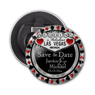 Save the Date Las Vegas - Silver & Red Bottle Opener
