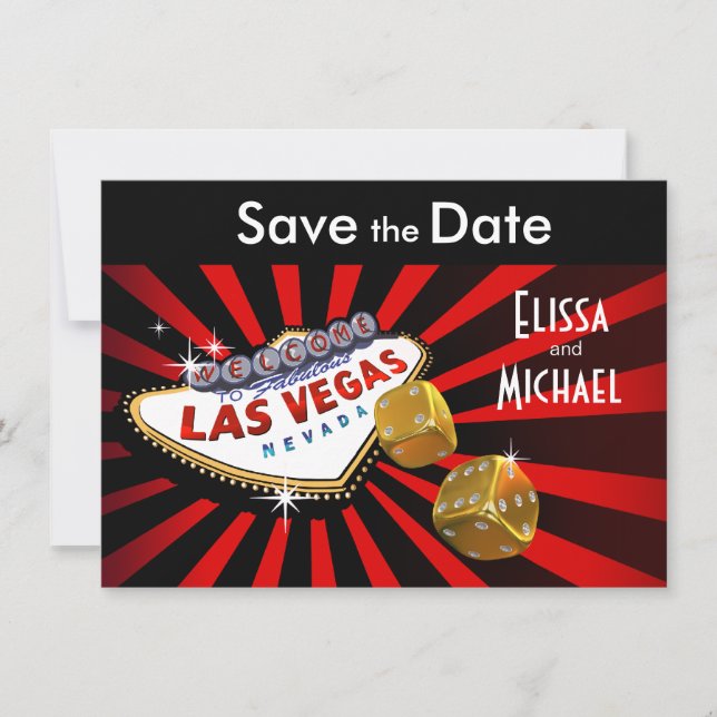 Save The Date Las Vegas Starburst Enregistrer la date rouge noir (Devant)