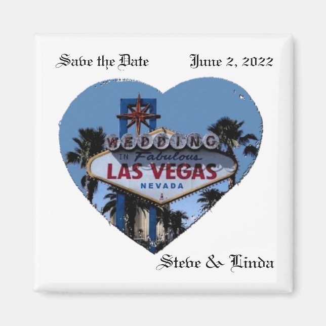 Save the Date Las Vegas Wedding 2 Inch Sq Magnet (Front)