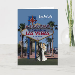 Save the Date Las Vegas Wedding Card with Bride & 