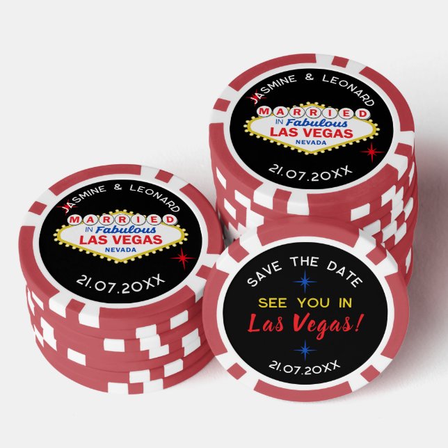 Save the Date Las Vegas Wedding Favor Poker Chips (Stack)
