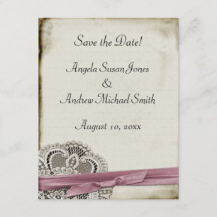 Save The Date Laura Lace rose Vintage Enregistrer la date