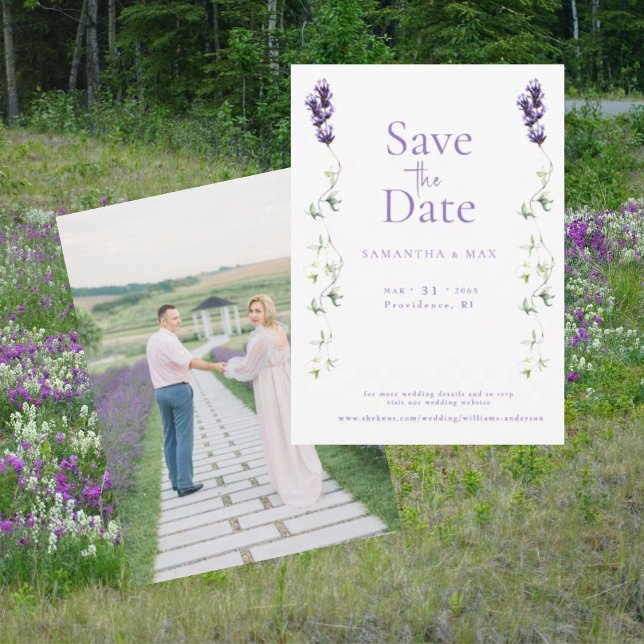 Save The Date Lavande Floral Les deux d'entre nous Photo Sauvez  (Créateur téléchargé)