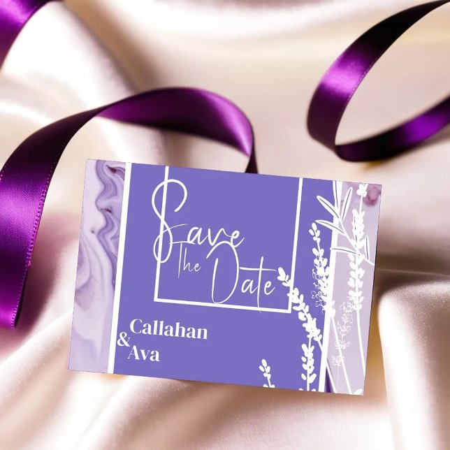 Save The Date Lavande horizontale simple violet moderne (Créateur téléchargé)