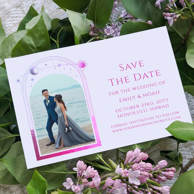 Save The Date Lavande Mystique Rose Sun Moon Star Space (Créateur téléchargé)