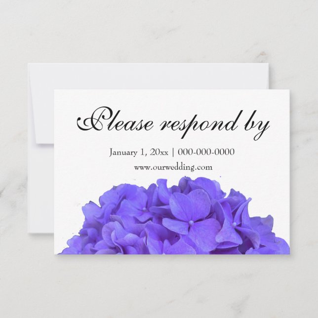 Save The Date Lavande violet Hydrangeas violet Fleurs RSVP (Devant)