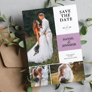 Save The Date Lavender 3-Photo Gallery Mariage Enregistrer La Da