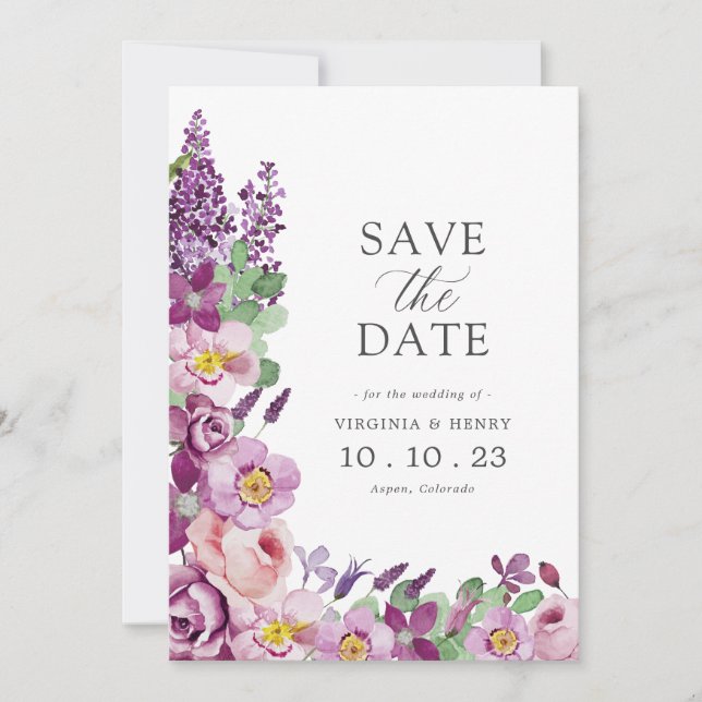 Save The Date Lavender Floral (Devant)