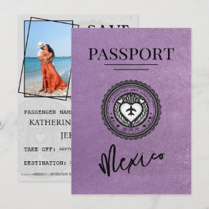 Save The Date Lavender Mexique Passeport Enregistrer La Date