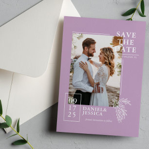 Save The Date Lavender Modern Photo Wedding Enregistrer La Date