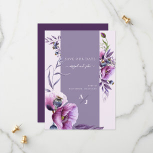 Save The Date Lavender Poppy Floral Mariage Sauvez Notre Date