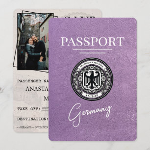 Save The Date Lavender Purple Allemagne Passeport Enregistrer La