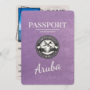 Save The Date Lavender Purple Aruba Passeport Enregistrer La Dat