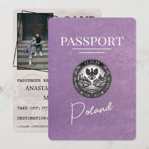 Save The Date Lavender Purple Pologne Passeport Enregistrer La D