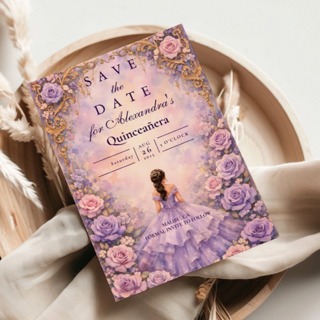 Save The Date Lavender Rose Fairytale Quinceañera (Créateur téléchargé)