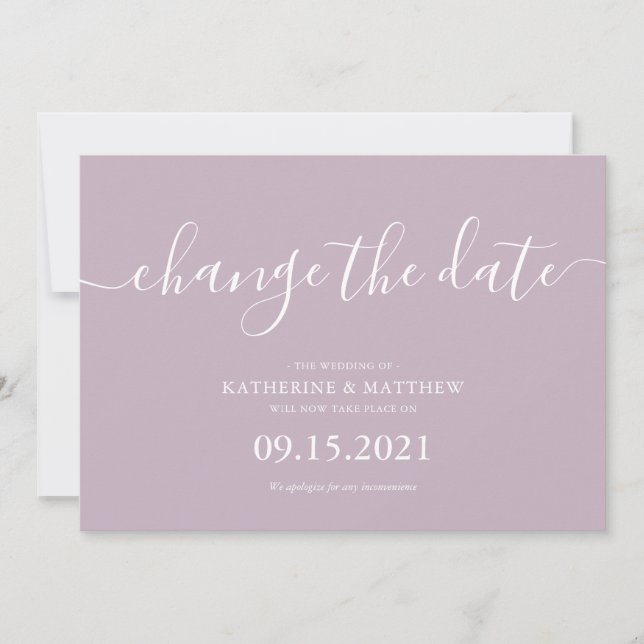 Save The Date Lavender Script Lettering Resave the Date Mariage (Devant)