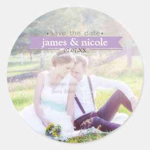 SAVE THE DATE Lavender Wedding Photo Sticker