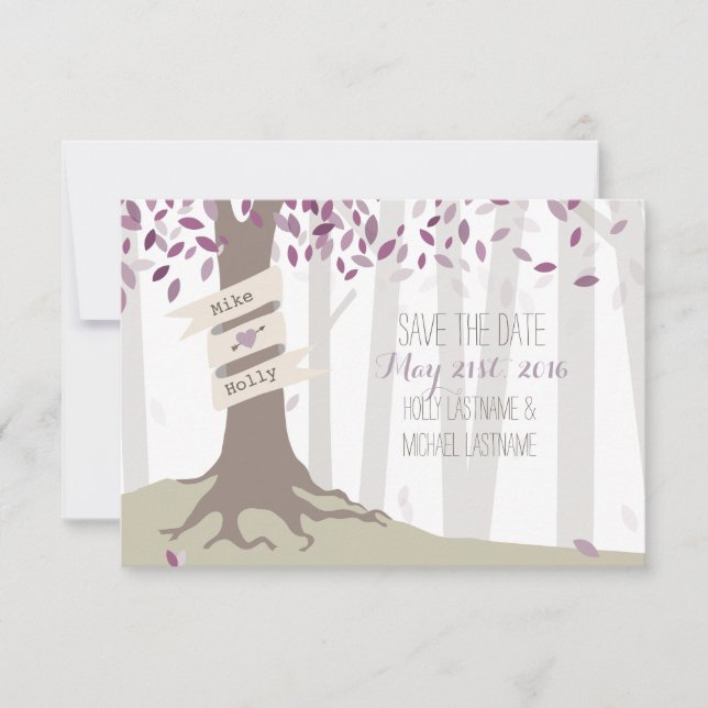 Save The Date Lavender Woodland Wedding Enregistrer La Date (Devant)