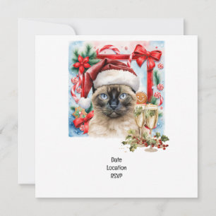Save The Date Le chat porte le chapeau de Noël pour la fête à th