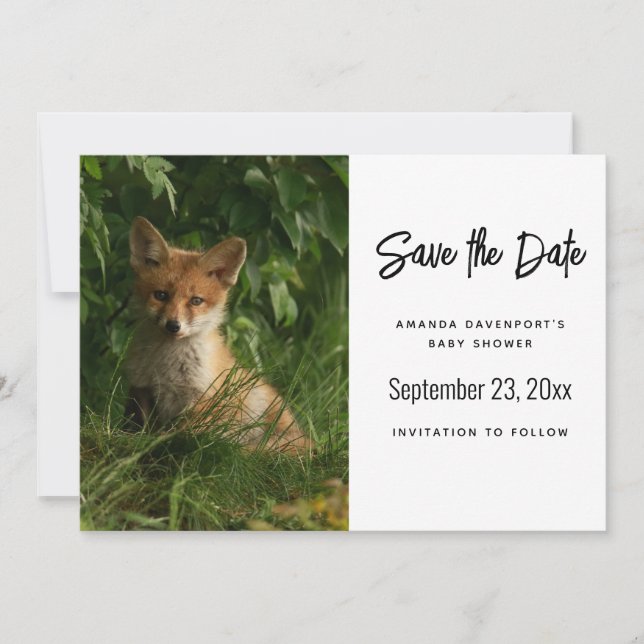 Save The Date Le chou renard dans une forêt verte (Devant)