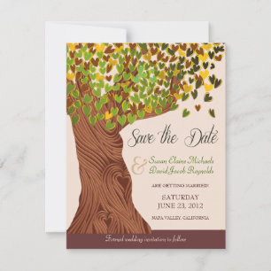 Save The Date Le feuille en baisse de coeur d'arbre d'amour fait