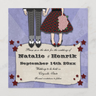 Save The Date Le mariage de rockabilly, 5.25x5.25 font gagner la