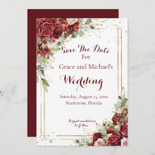 Save The Date Le Mariage de Rose rouge de la mariée rousse
