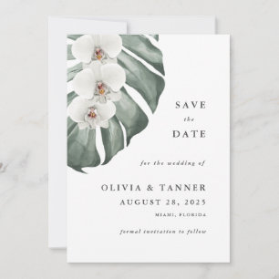 Save The Date Le paradis tropical des orchidées blanches Sauvez 