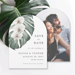 Save The Date Le paradis tropical des orchidées blanches Sauvez 
