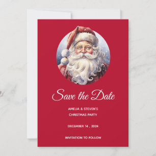 Save The Date Le Père Noël rétro dans un Noël Casquette rouge