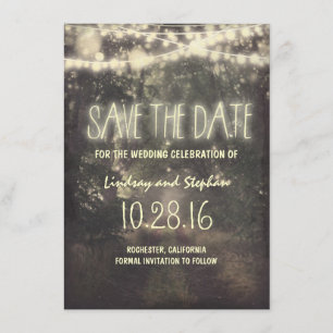 Save The Date le scintillement allume des économies rustiques