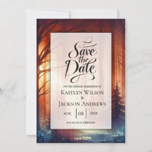 Save The Date Le sort boisé du Mariage Feuille en perte de vites
