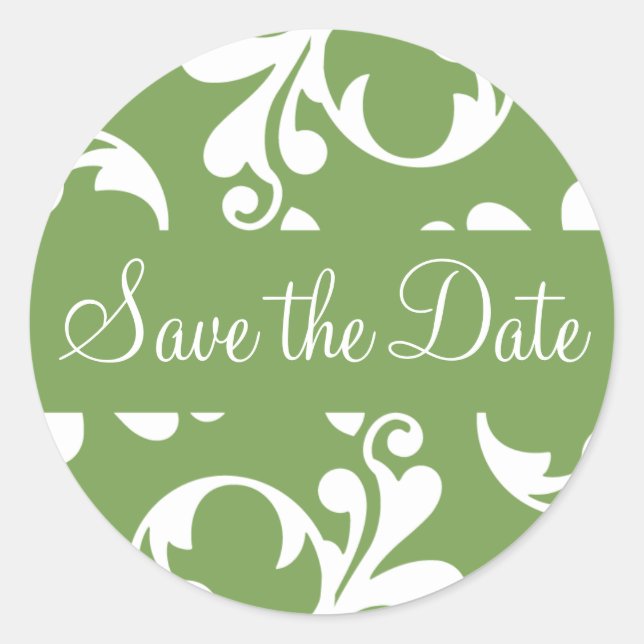 Save the Date Leaf Flourish Envelope Sticker Seal (Front)