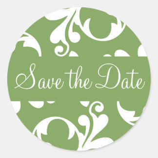 Save the Date Leaf Flourish Envelope Sticker Seal
