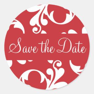 Save the Date Leaf Flourish Envelope Sticker Seal