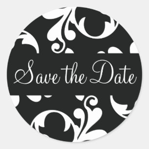 Save the Date Leaf Flourish Envelope Sticker Seal