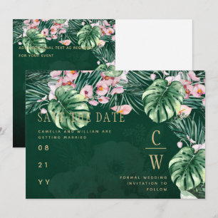 Save The Date LeahG Mariage botanique vert tropical