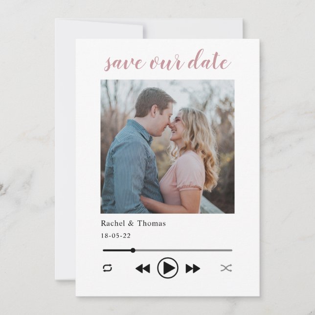 Save The Date lecteur de musique moderne tendance couple photo m (Devant)